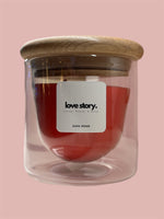 Love Story Candle, Double Glass, 120 g, 40-45+ hours of burning, vegetable wax blend, Hand-poured.