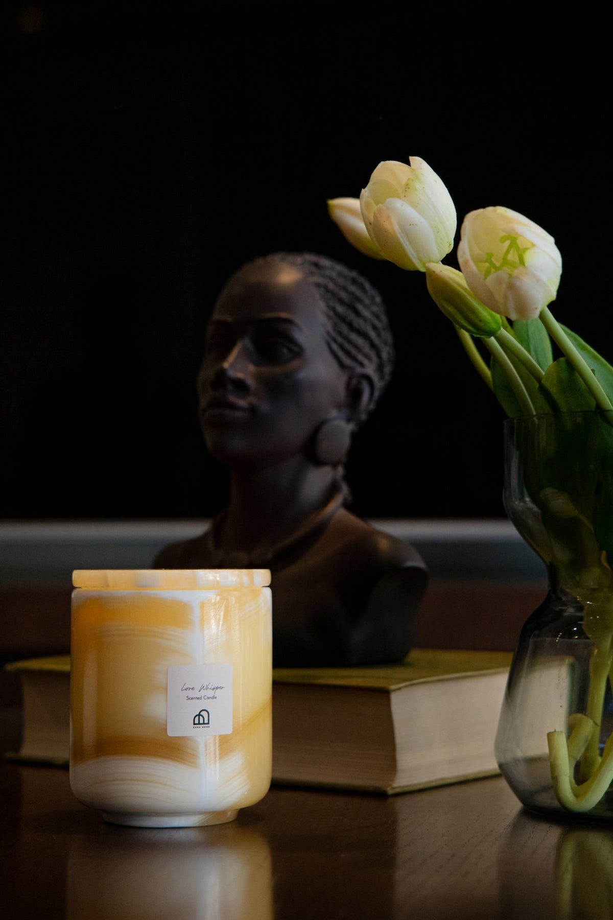 Natural stone marble candle vessel - artisan crafted in Egypt