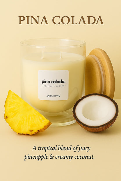 Pina Colada, Double Glass, 120 g, 40-45+ hours of burning, vegetable wax blend, Hand-poured.