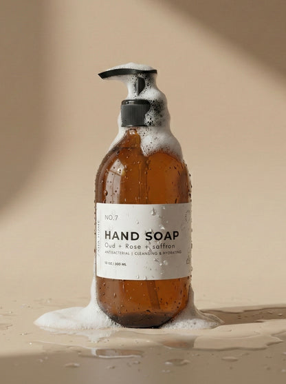 صابون اليدين الفاخر رقم ٧ - عود، ورد، وزعفران | قابل لإعادة التعبئة | زها هوم