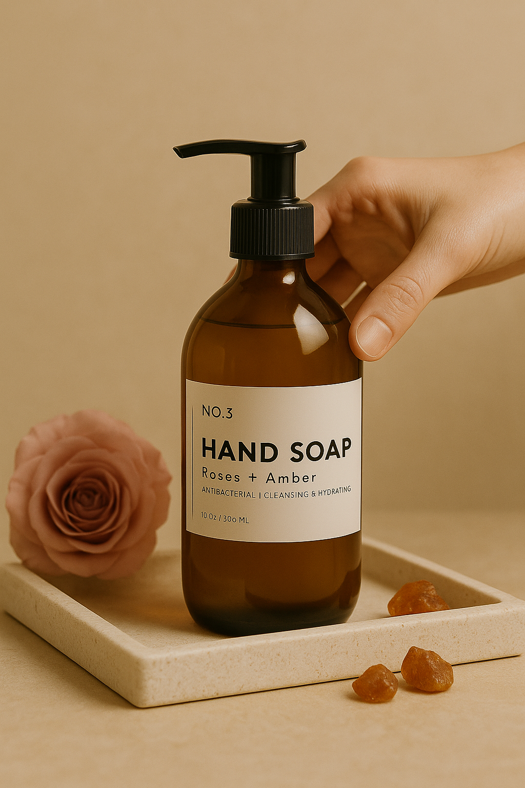 No. 3 Hand Soap, Roses & Amber, Refillable, 300ml