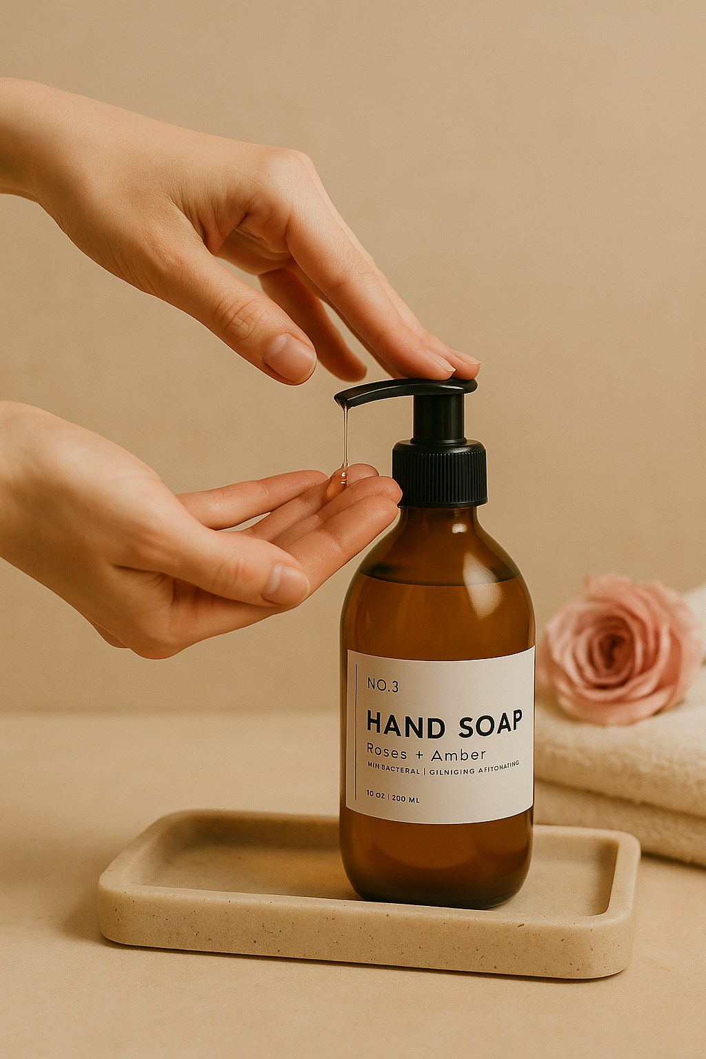 No. 3 Hand Soap, Roses & Amber, Refillable, 300ml