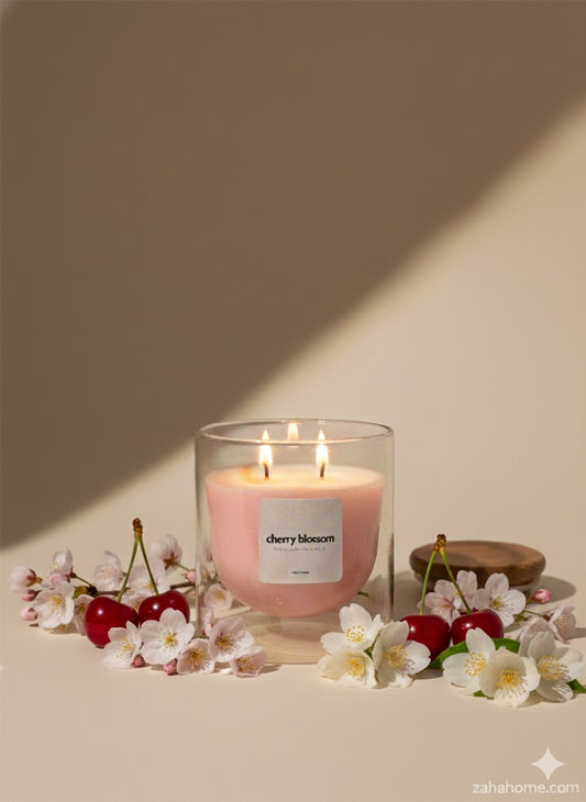 Cherry Blossom Candle - Cherry, Jasmine & Musk | Double Glass | Refillable | 120g