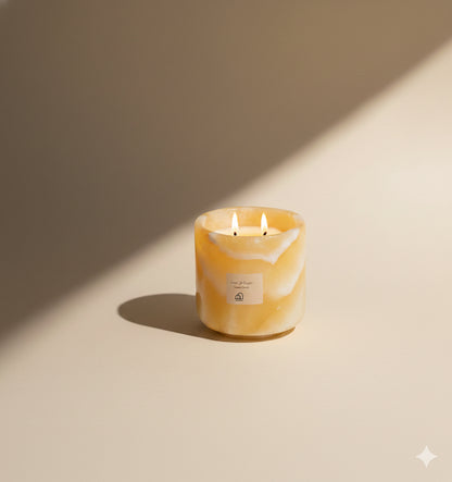 Rose Oud | Egyptian Onyx Marble Scented Candle | Natural Wax Luxury Candle