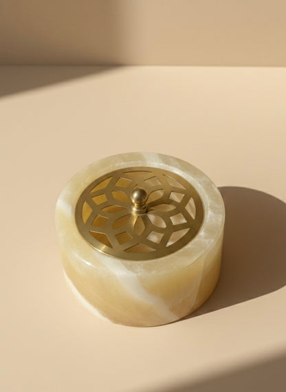 Mabkhara Large Marble, handmade with stainless steel lid.