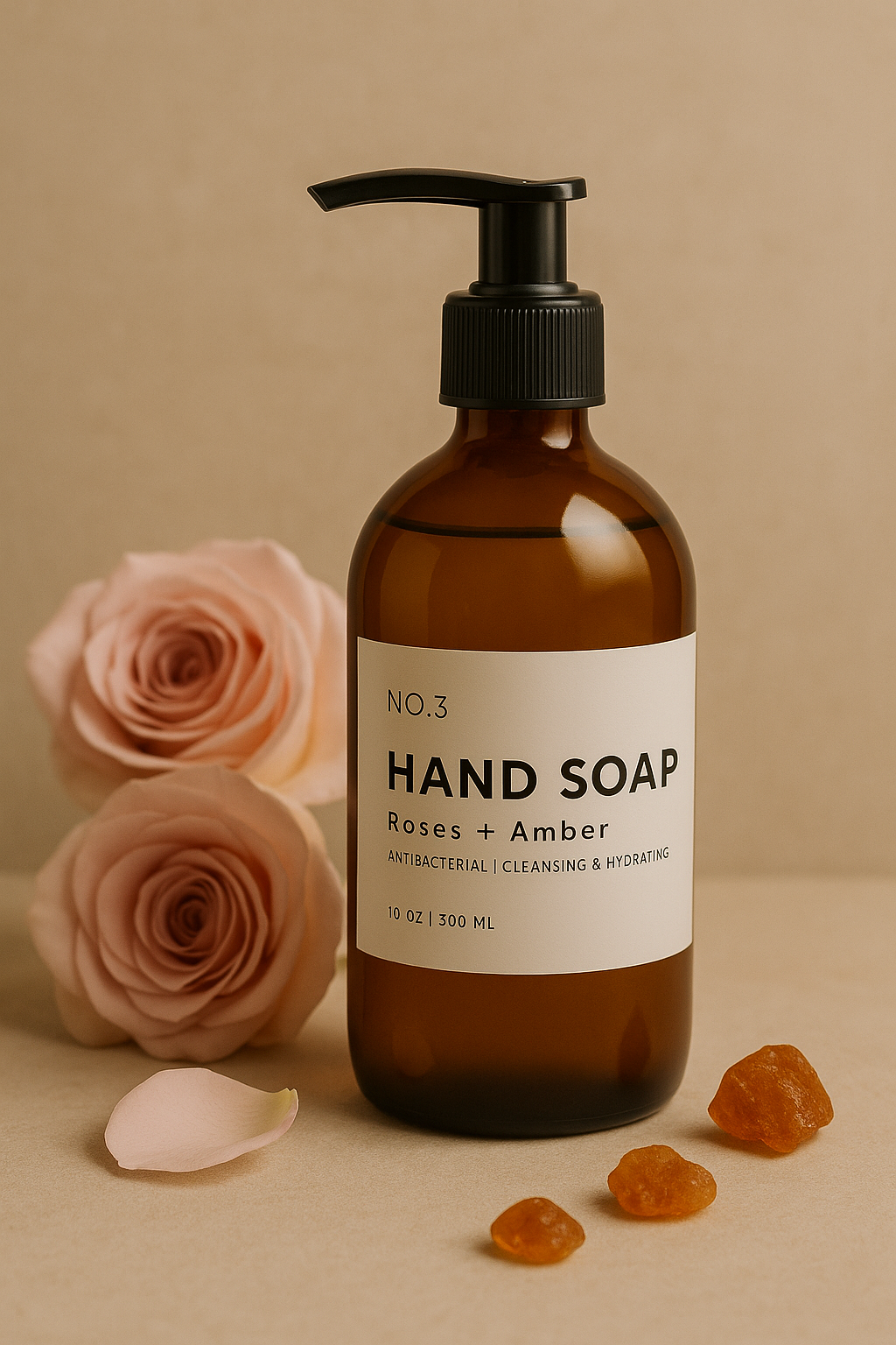 No. 3 Hand Soap, Roses & Amber, Refillable, 300ml