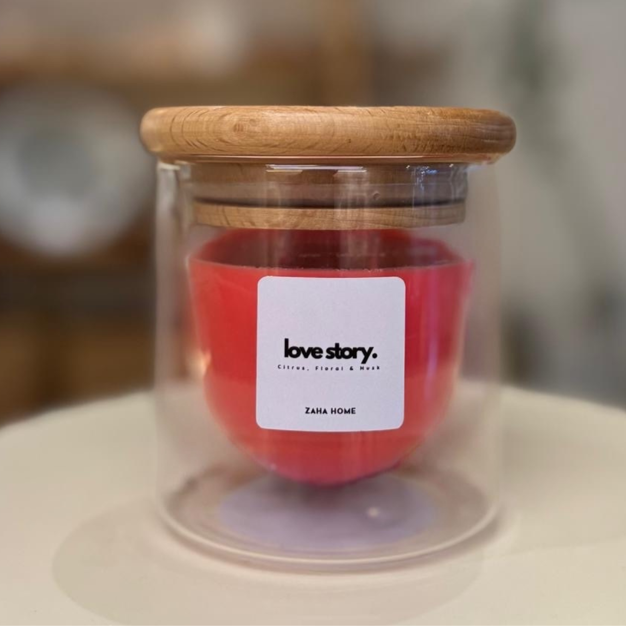 Love Story Candle - Red Roses, Citrus & Musk | Double Glass | Refillable | 120g