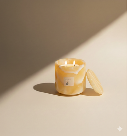 Rose Oud | Duftkerze aus ägyptischem Onyxmarmor | Luxuriöse Duftkerze aus Naturwachs 