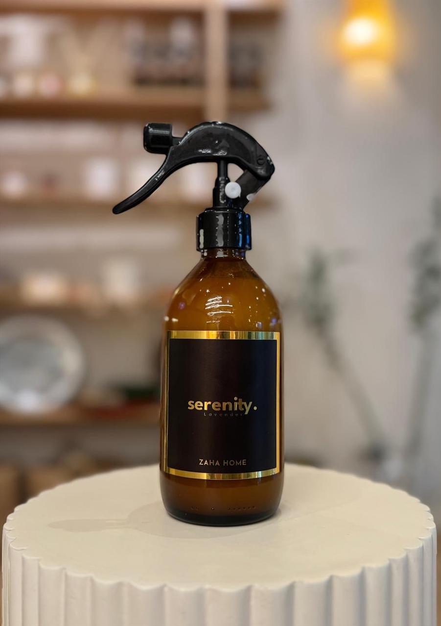 brown home and fabric spray bottle with black diffuser 