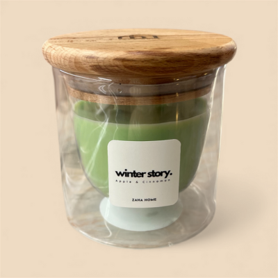 A Winter Story Candle - Apple & Cinnamon | Double Glass | Refillable | 120g