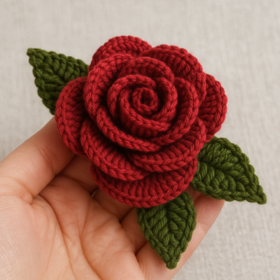 Handgehäkelte Rose – 100 % Naturwolle | Ägyptische Handwerkskunst