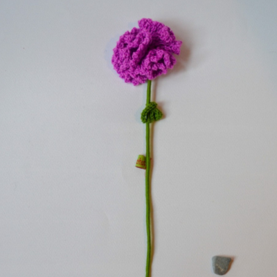 Handmade Crochet Carnation Flower – 100% Natural Wool | Egyptian Artisan Made