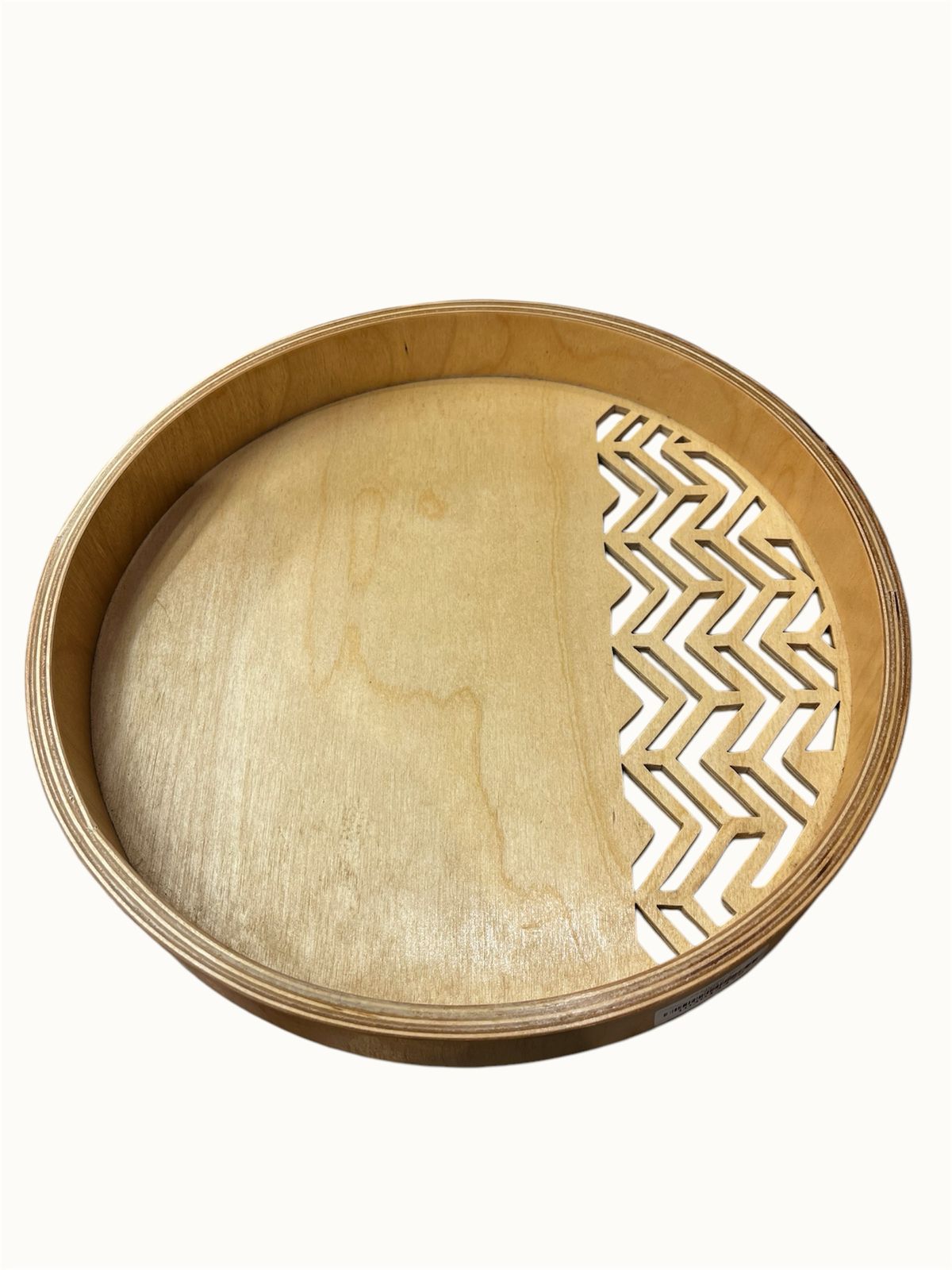 Circular hand-Carved Tray (Sea waves)